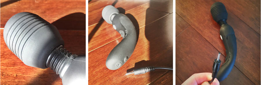Vibratex Mystic Wand Rechargeable - Close up of product and charging cord - Hedonish.com
